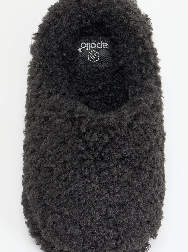 Chaussons mules effet moutonné Noir - Kiabi
