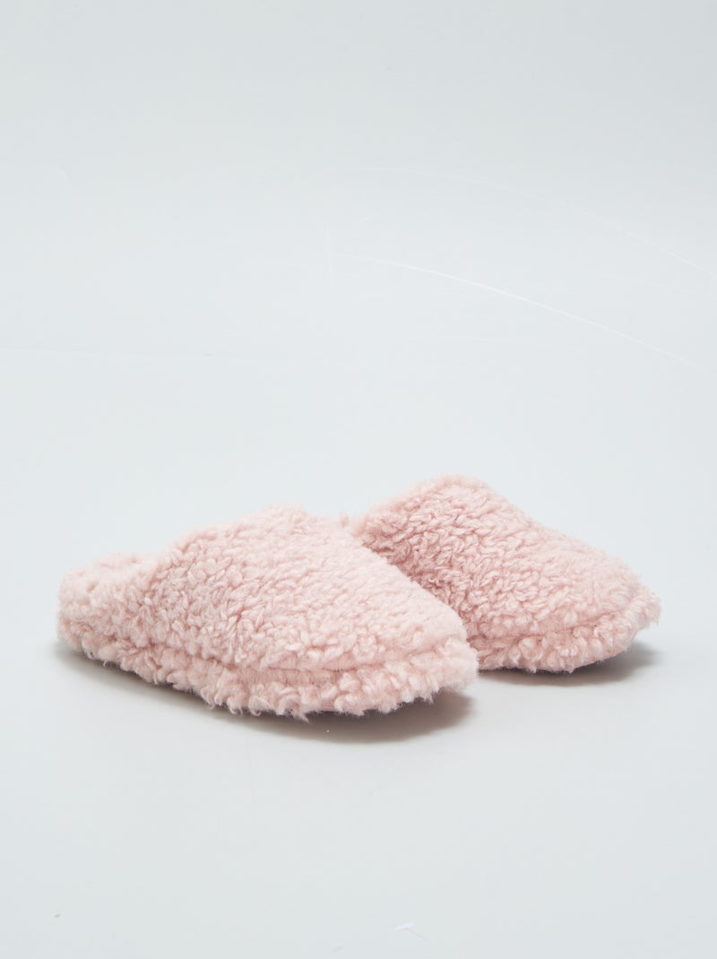 Chaussons mules effet moutonné Rose - Kiabi