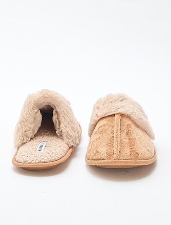 Chaussons mules effet pelucheux