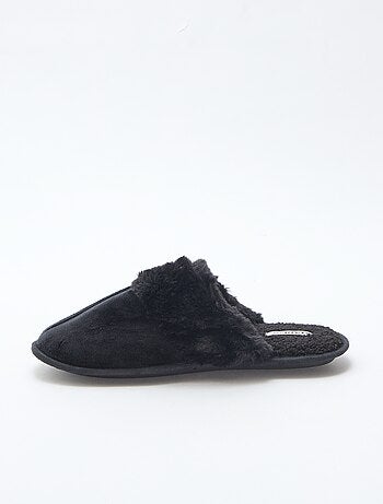 Chaussons mules effet pelucheux