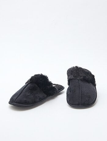 Chaussons mules effet pelucheux