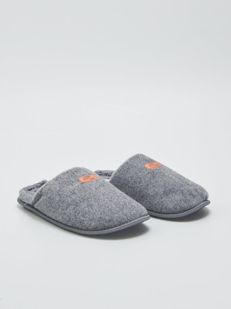 Chaussons mules en feutrine Gris - Kiabi