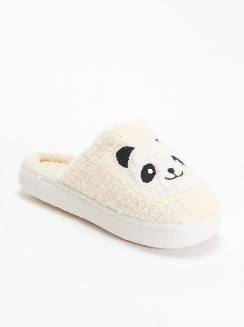 Chaussons mules en maille bouclette - Kiabi