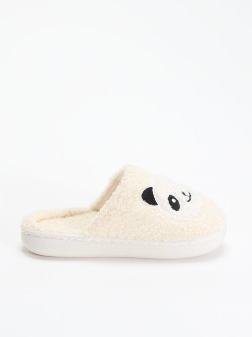 Chaussons mules en maille bouclette - Kiabi