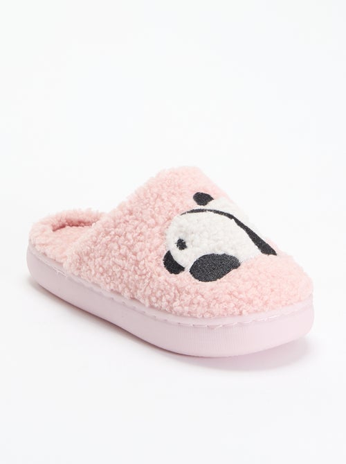 Chaussons mules en maille bouclette - Kiabi