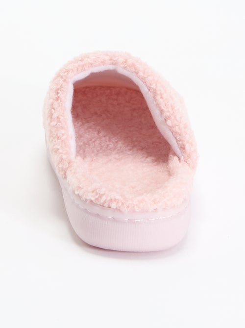 Chaussons mules en maille bouclette - Kiabi