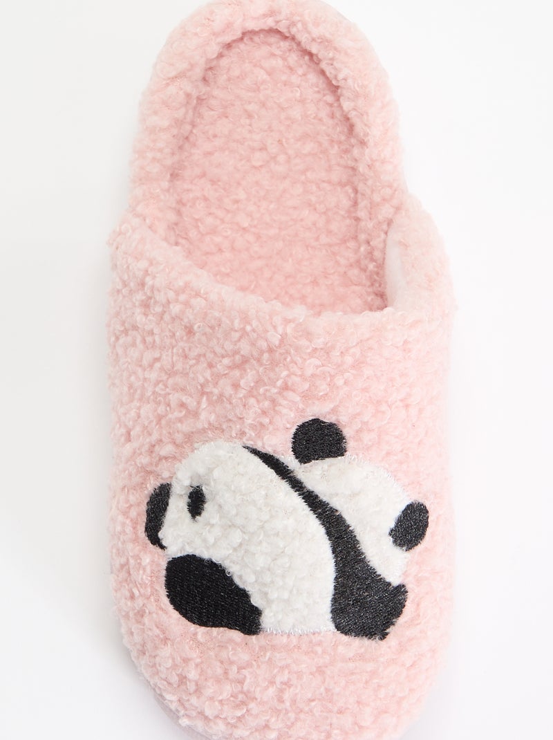 Chaussons mules en maille bouclette Rose - Kiabi