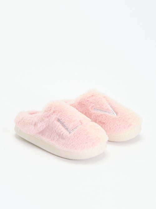 Chaussons mules en maille peluche - Kiabi