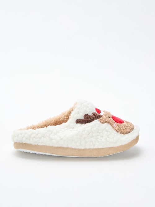 Chaussons mules en matière effet moutonnée - Kiabi