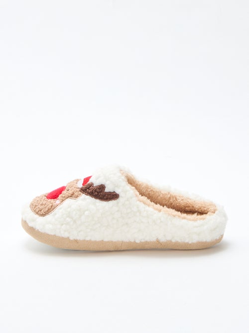 Chaussons mules en matière effet moutonnée - Kiabi