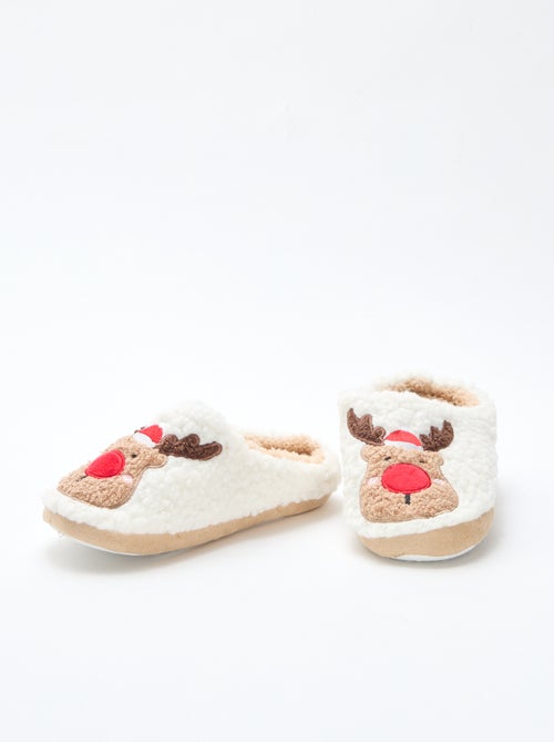 Chaussons mules en matière effet moutonnée - Kiabi