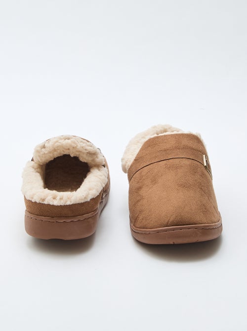 Chaussons mules en suédine et sherpa - Kiabi