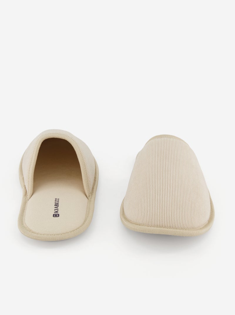 Chaussons mules en velours Beige - Kiabi