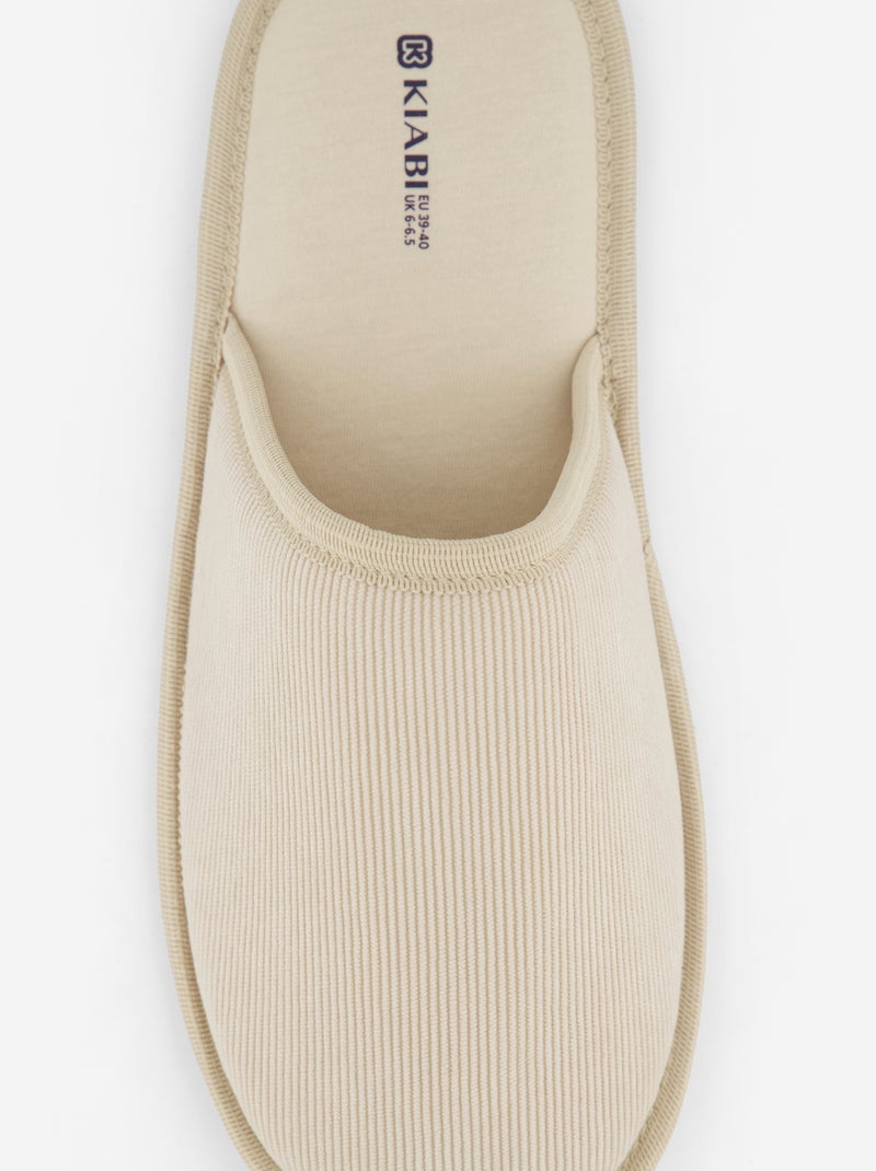 Chaussons mules en velours Beige - Kiabi