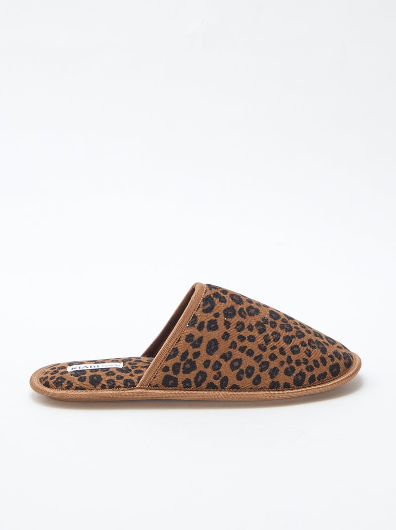 Chaussons mules en velours Léopard - Kiabi