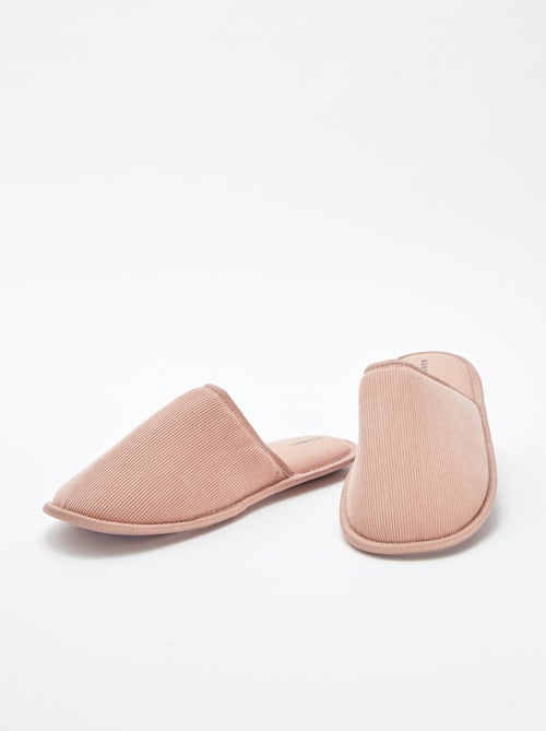 Chaussons mules en velours - Kiabi