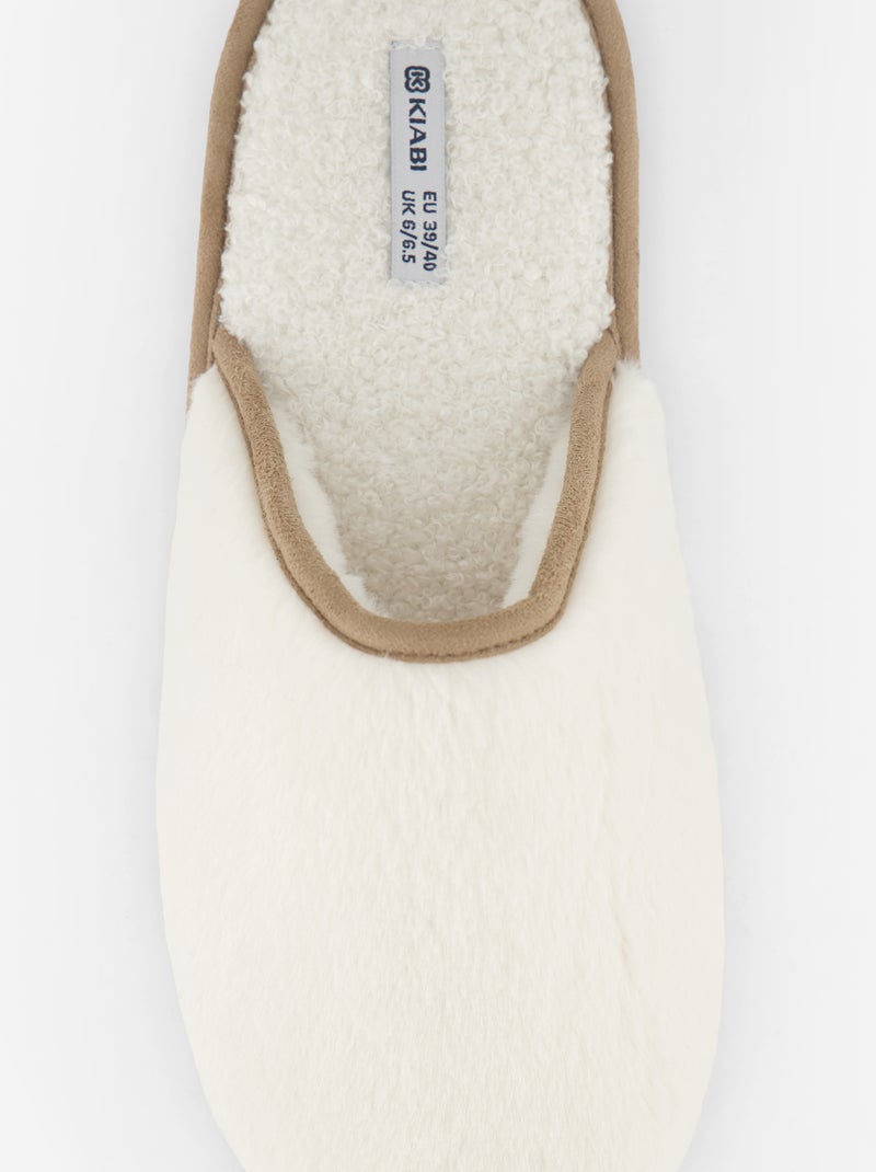 Chaussons mules fourrés Beige - Kiabi