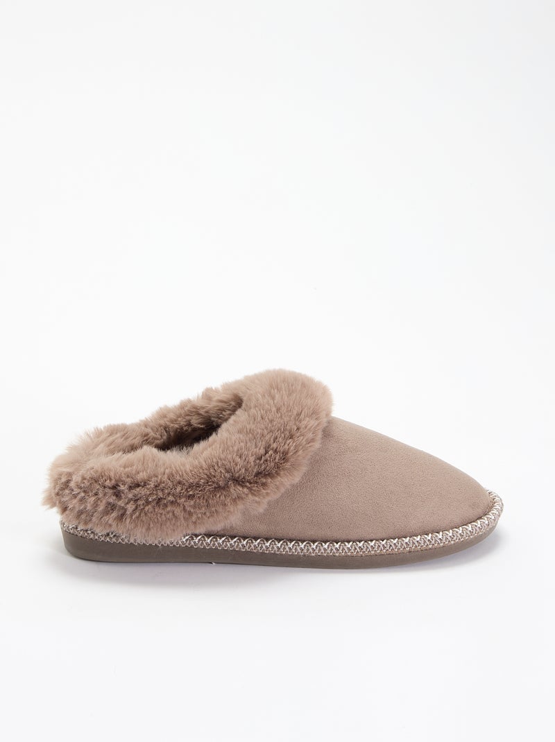 Chaussons mules fourrés Beige - Kiabi