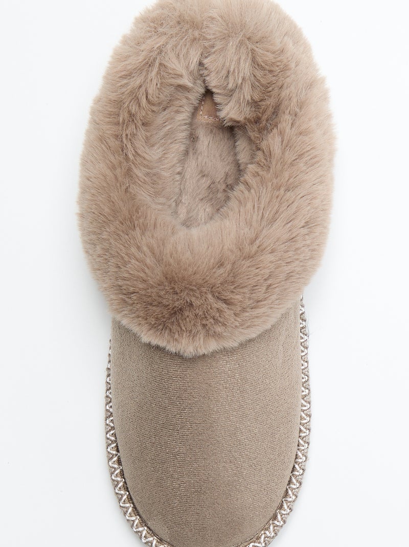 Chaussons mules fourrés Beige - Kiabi
