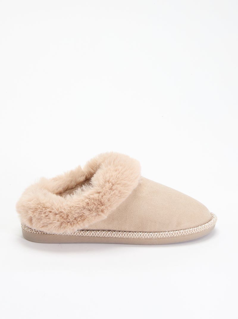 Chaussons mules fourrés Blanc - Kiabi