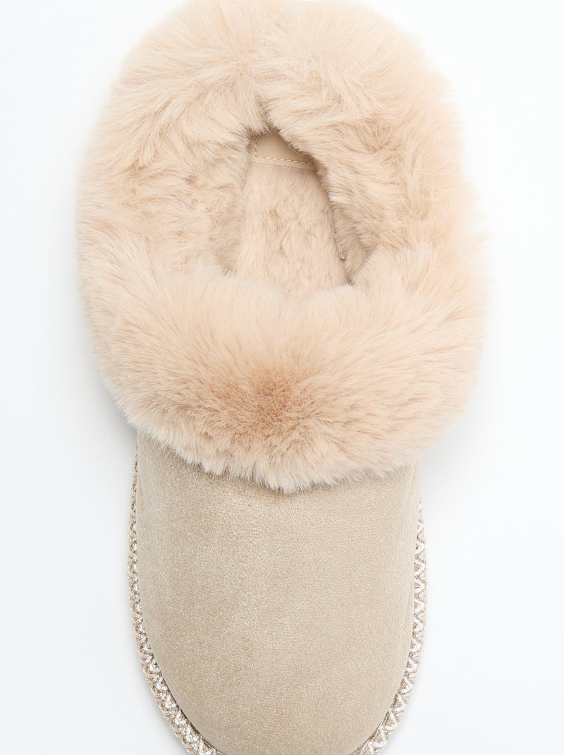 Chaussons mules fourrés Blanc - Kiabi