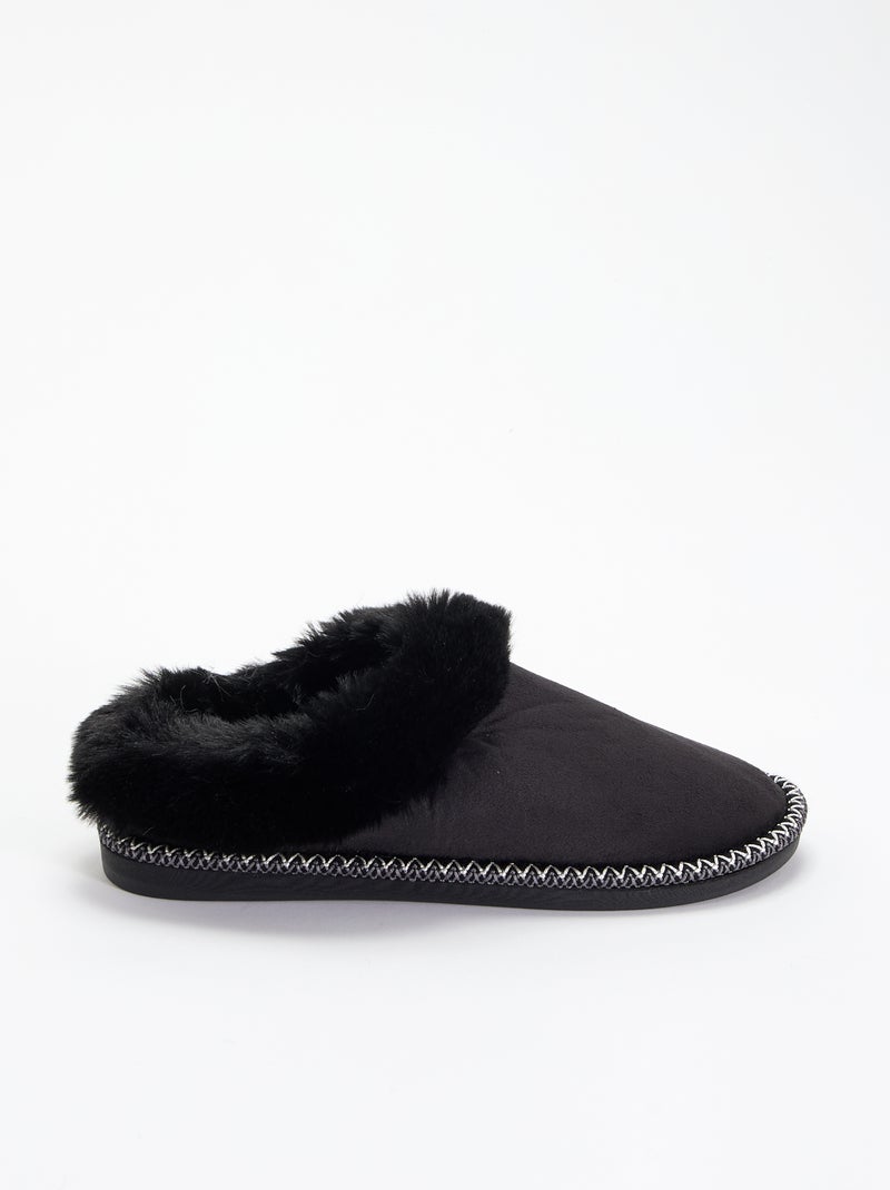 Chaussons mules fourrés Noir - Kiabi