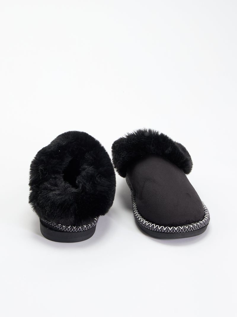 Chaussons mules fourrés Noir - Kiabi