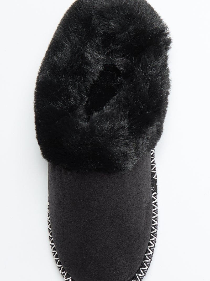 Chaussons mules fourrés Noir - Kiabi