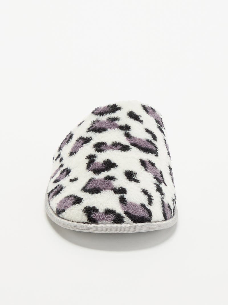 Chaussons mules imprimé léopard Gris - Kiabi