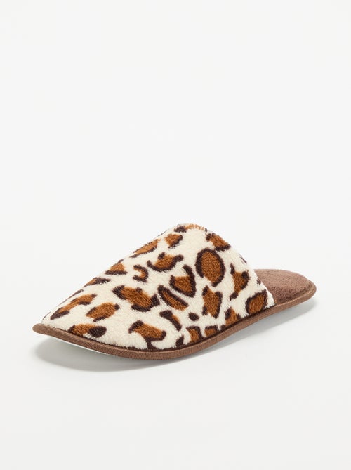 Chaussons mules imprimé léopard - Kiabi