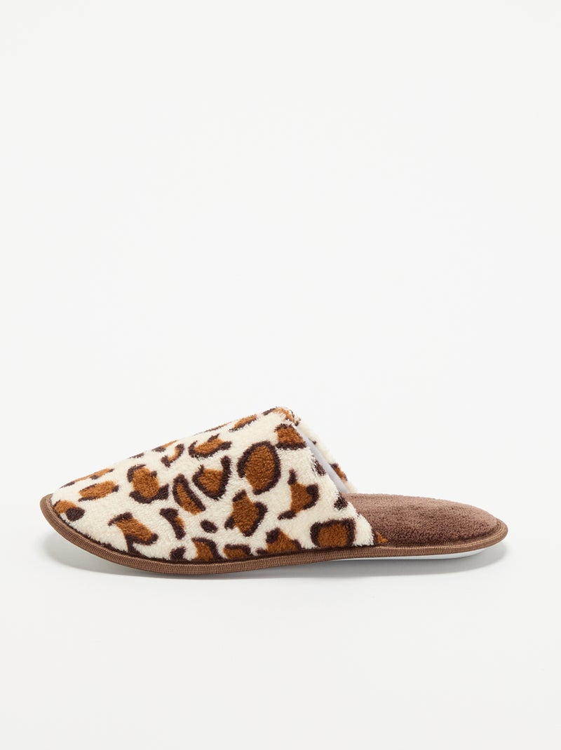 Chaussons mules imprimé léopard Marron - Kiabi