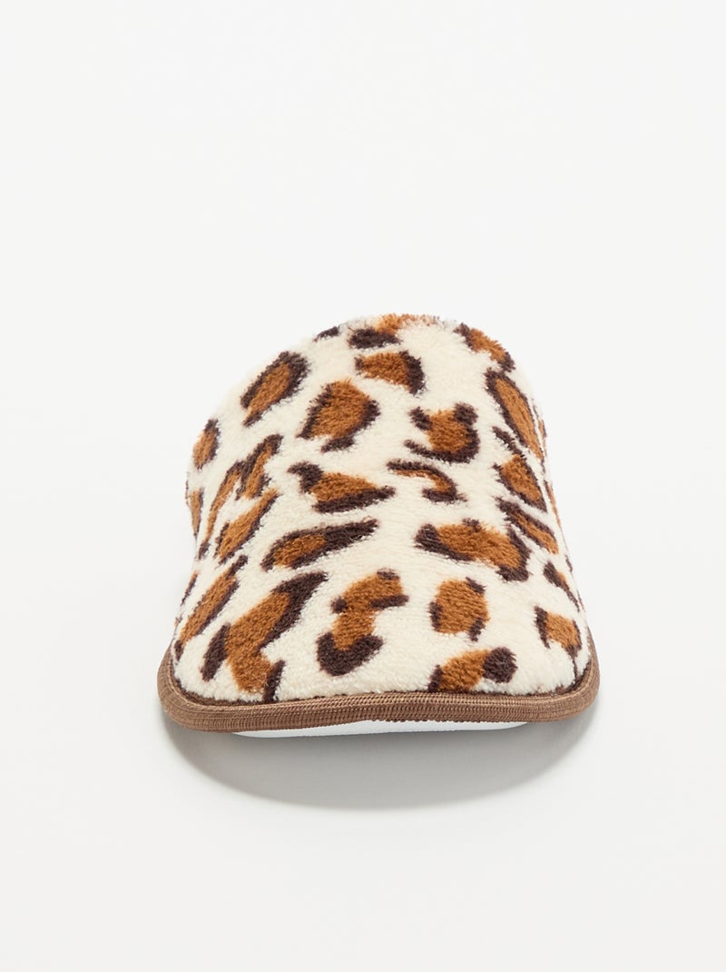 Chaussons mules imprimé léopard Marron - Kiabi
