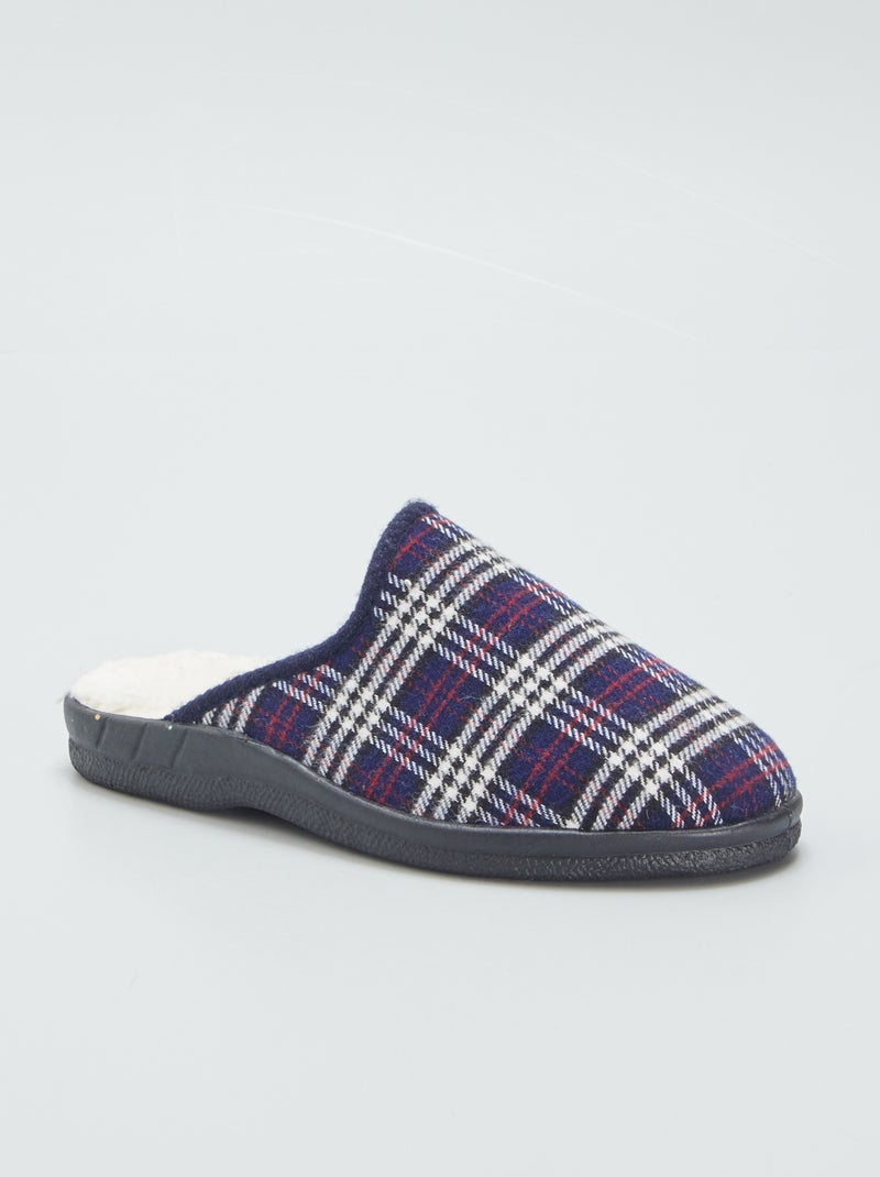 Chaussons mules intérieur effet moutonné Marine - Kiabi