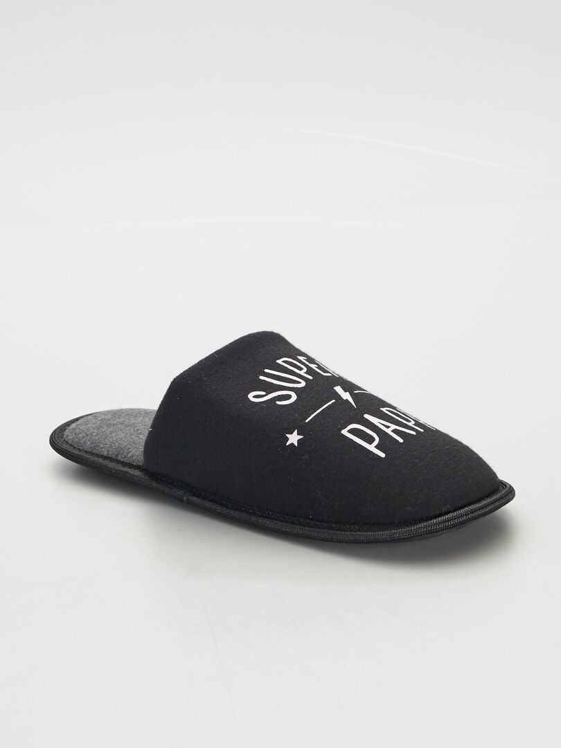 Chaussons mules 'Super papa' Noir - Kiabi