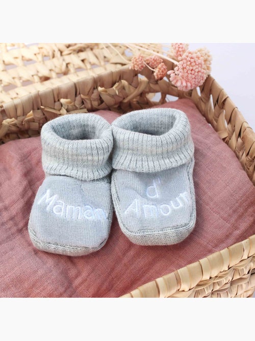 Chaussons naissance - message maman d'amour - Kiabi