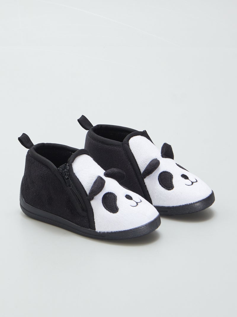 Chaussons 'panda' Blanc/noir - Kiabi