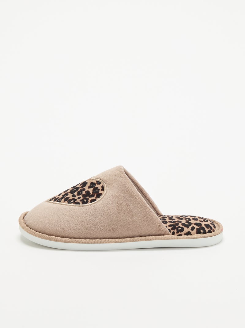 Chaussons plats imprimé léopard Beige - Kiabi