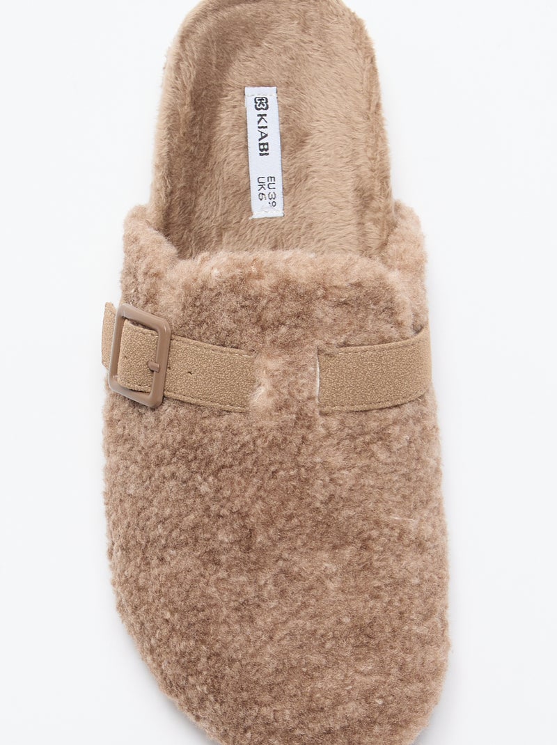 Chaussons sabots fourrés Marron - Kiabi