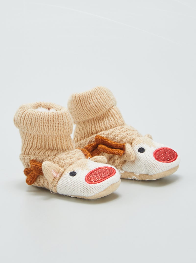 Chaussons tricot Beige - Kiabi