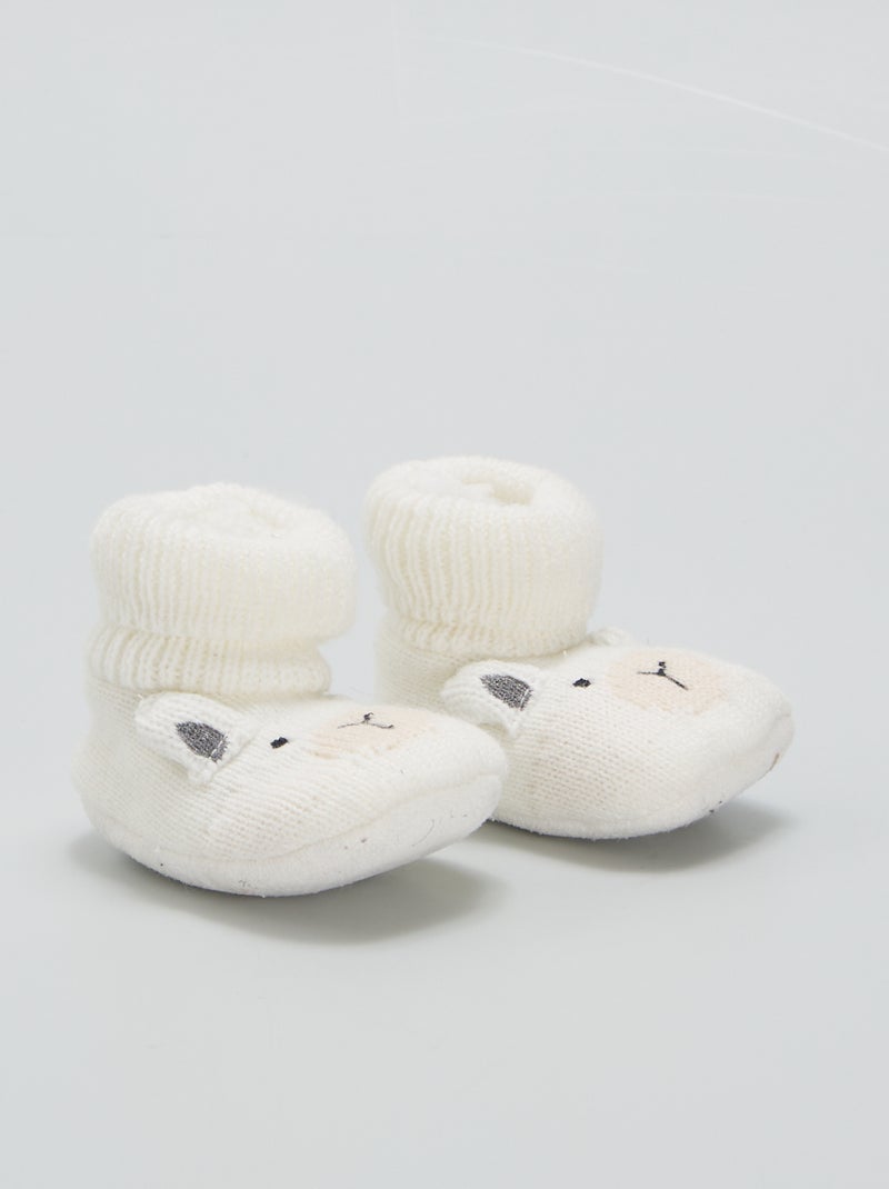 Chaussons tricot Ecru - Kiabi