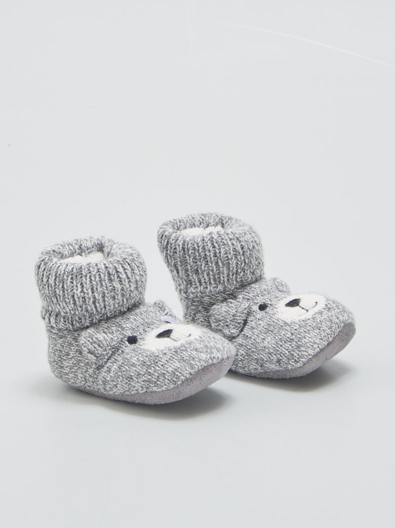 Chaussons tricot Gris - Kiabi