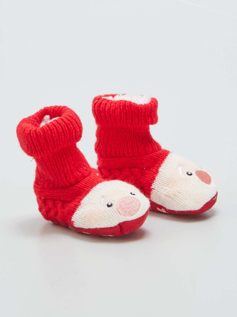 Chaussons tricot Rouge - Kiabi