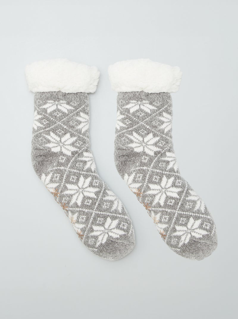 Chaussons/chaussettes antidérapantes Gris - Kiabi