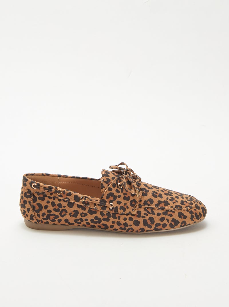 Chaussures bateau en léopard Marron - Kiabi