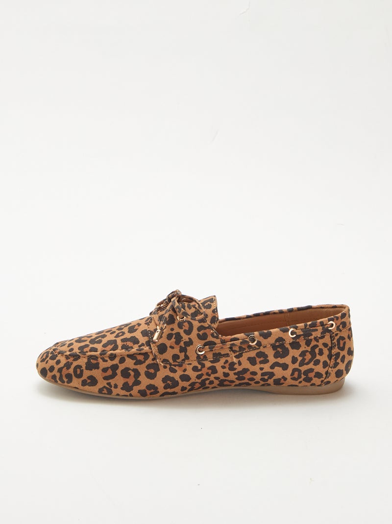 Chaussures bateau en léopard Marron - Kiabi