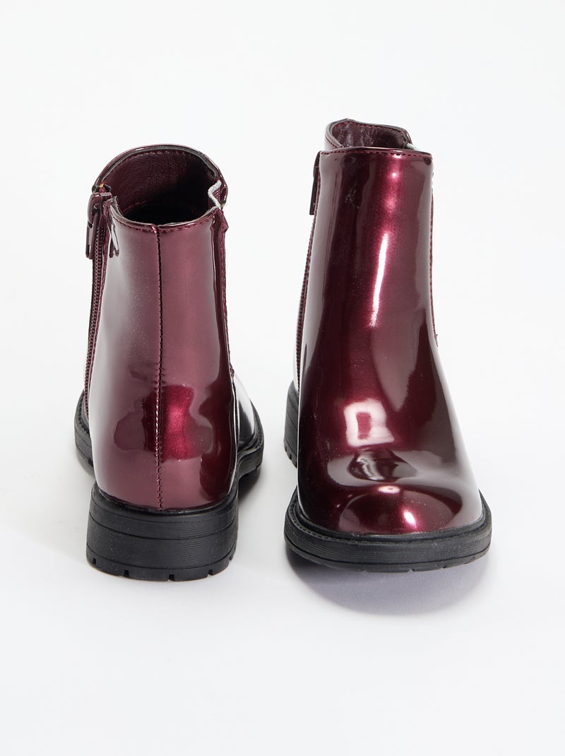 Chelsea boots van imitatieleer met glinsterende inzetten Rood - Kiabi