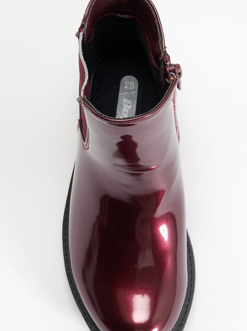 Chelsea boots van imitatieleer met glinsterende inzetten Rood - Kiabi