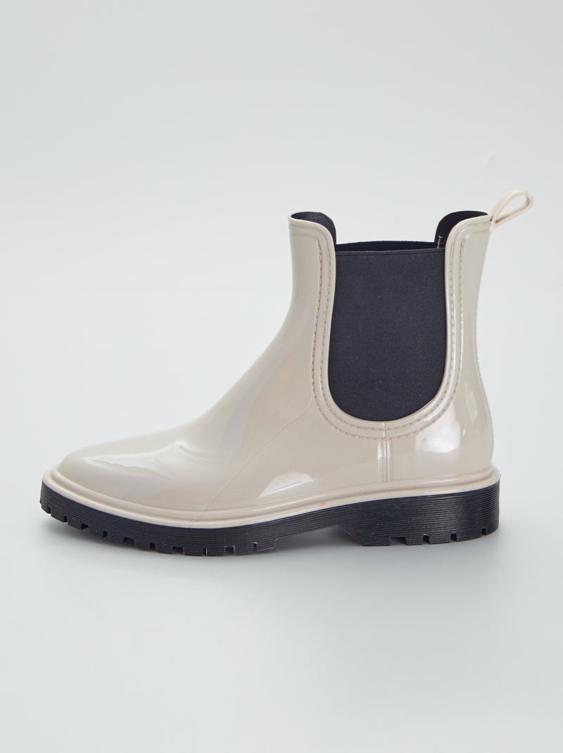 Chelseaboots met gelakt effect BIEGE - Kiabi