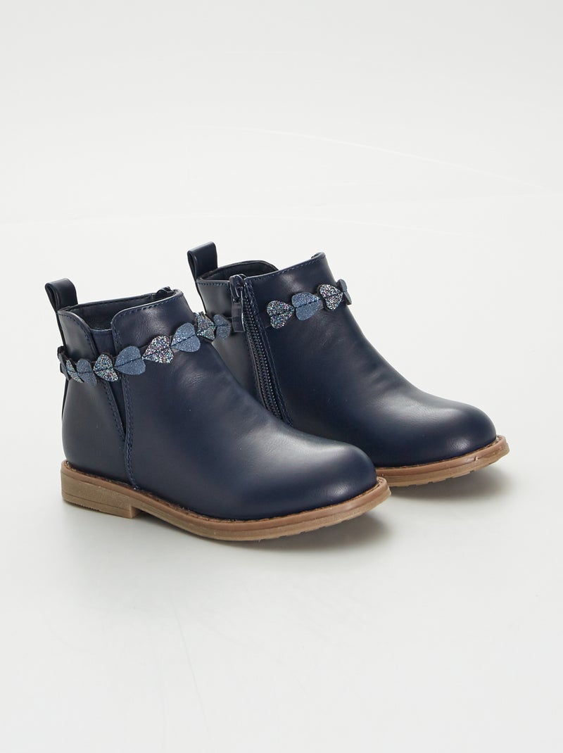 Chelseaboots van imitatieleer BLAUW - Kiabi