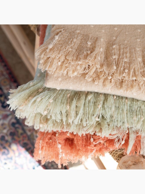 Chemin de lit / étole aspect mohair à pois - Kiabi